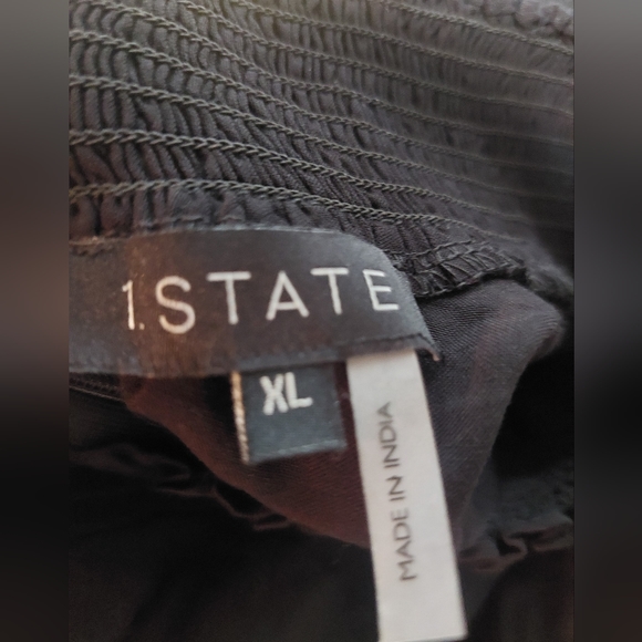 1. STATE Women's Mock Neck Flutter Short Sleeve Jumpsuit Size XL - Black GUC - Picture 6 of 6